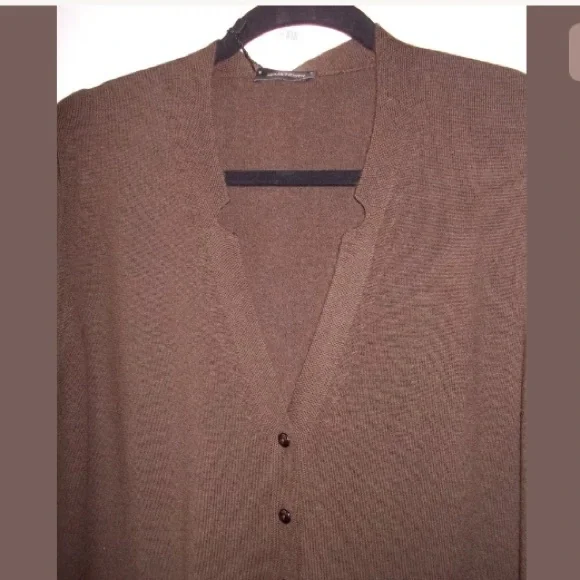 MARCHESIN Brown Merino Wool Cardigan XXL-XXXL - Picture 4 of 7